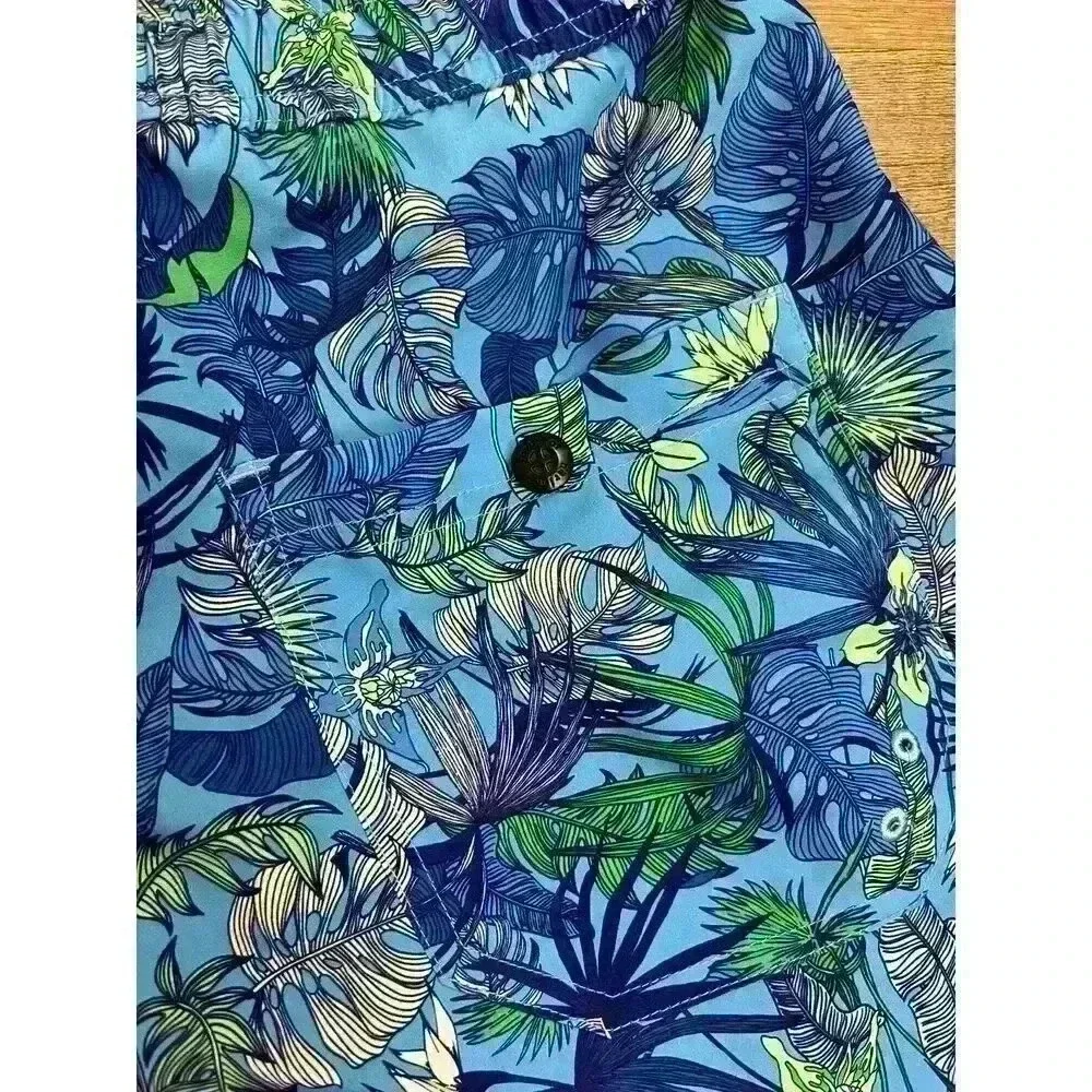 Lords of Harlech Quack Jungle Garden Blue Swim Trunks Men's L 3.5